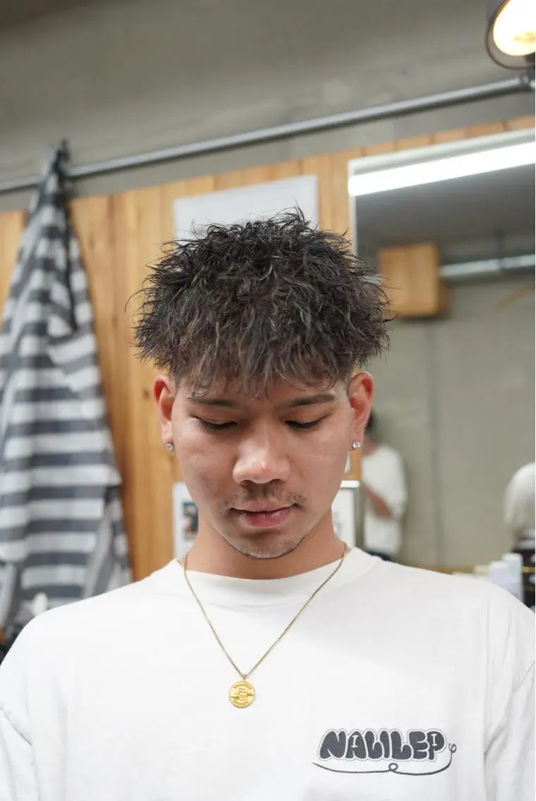 パーマ メンズ カット パーマ ヘアセット 関 晃哉のヘアスタイル