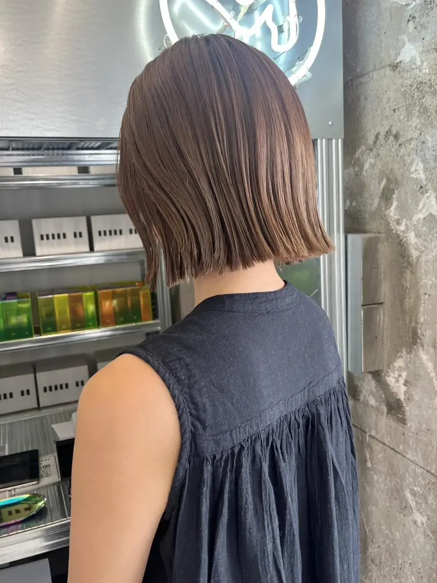 ミディアム カラー ボブ カット ヘアカラー トリートメント ✨縮毛矯正/ボブ✨ 佐藤 さくらのヘアスタイル