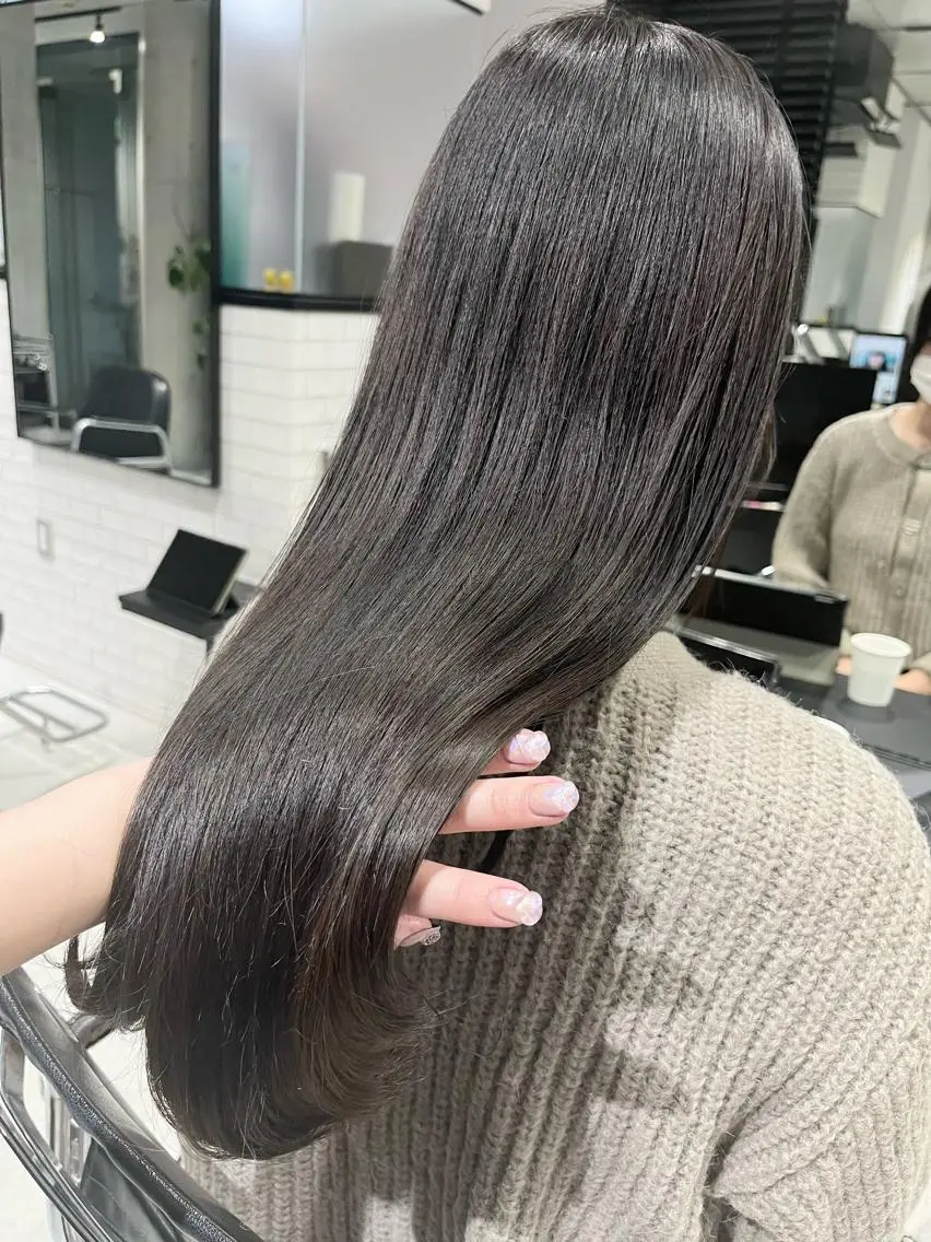 セミロング カラー パーマ ヘアアレンジ カット ヘアカラー トリートメント 透明感/オリーブ/ グレージュ/YUKAのヘアスタイル
