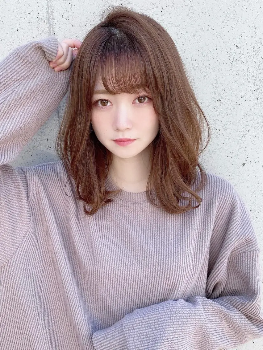 ミディアム カラー パーマ 髪質改善くすみカラー 🍀/石川大輔のヘアスタイル