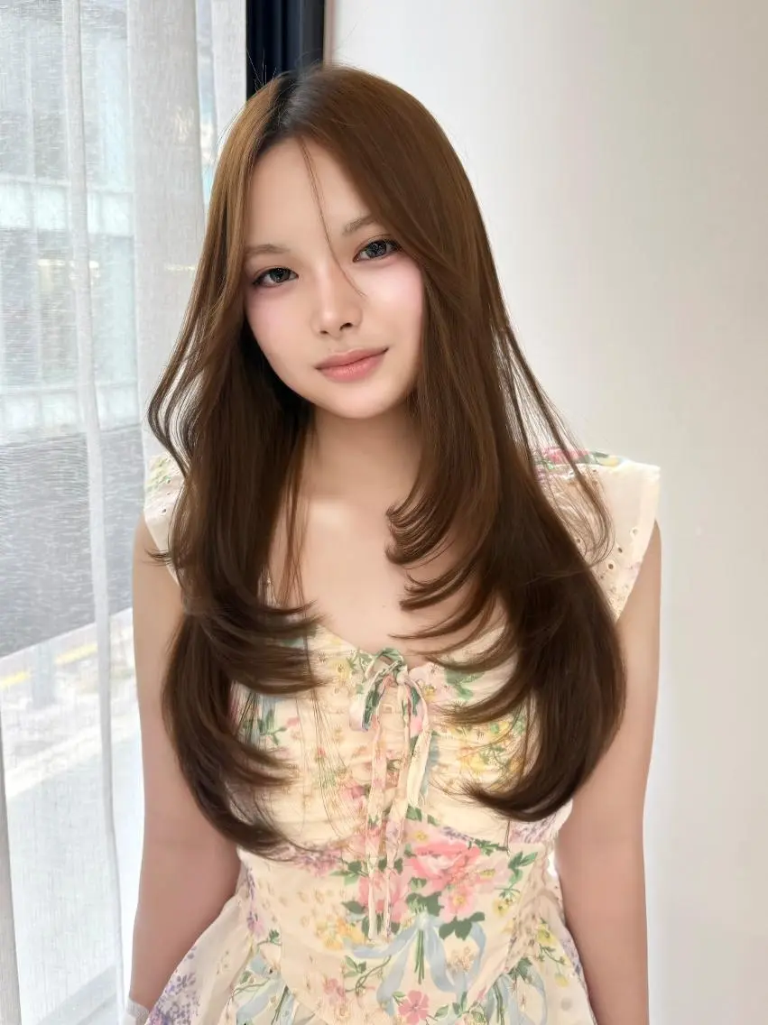 ロング カラー ベージュカラー ブラウンカラー ブラウンベージュ 透明感カラー くびれヘア カット ヘアカラー トリートメント 上之浦 咲那のヘアスタイル