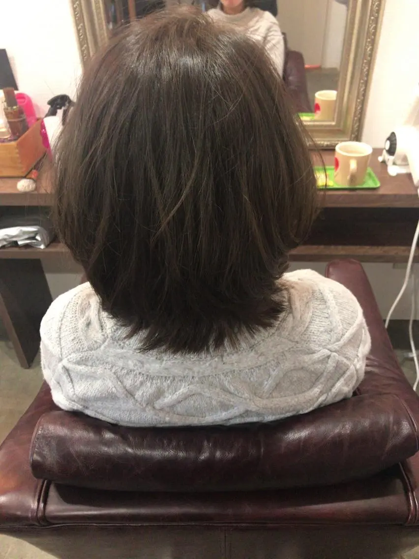 ミディアム カラー パーマ レイヤーカット匠 イソザキノリユキのヘアスタイル