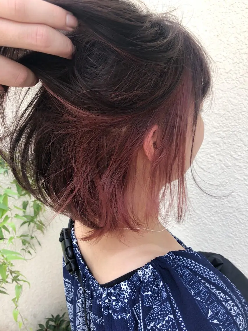 ショート カラー パーマ ヘアアレンジ インナーカラー 【白髪ぼかし 専門GBG】自由が丘のヘアスタイル