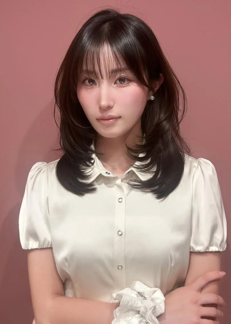 ミディアム カラー ベージュカラー ブリーチ ブルーカラー ブルージュ 透明感カラー カット ヘアカラー トリートメント 表参道/ワンホンヘア SAAYA🖤のヘアスタイル