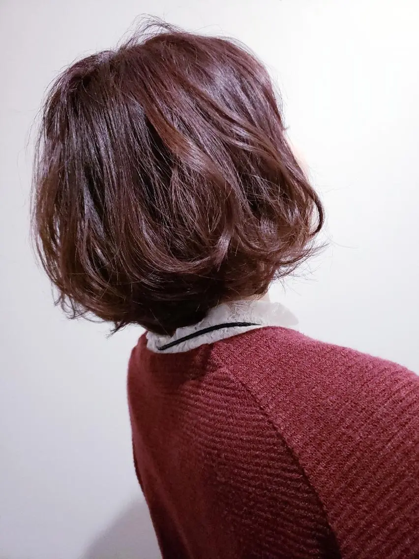 ミディアム パーマ カラー 饒平名 知也のヘアスタイル