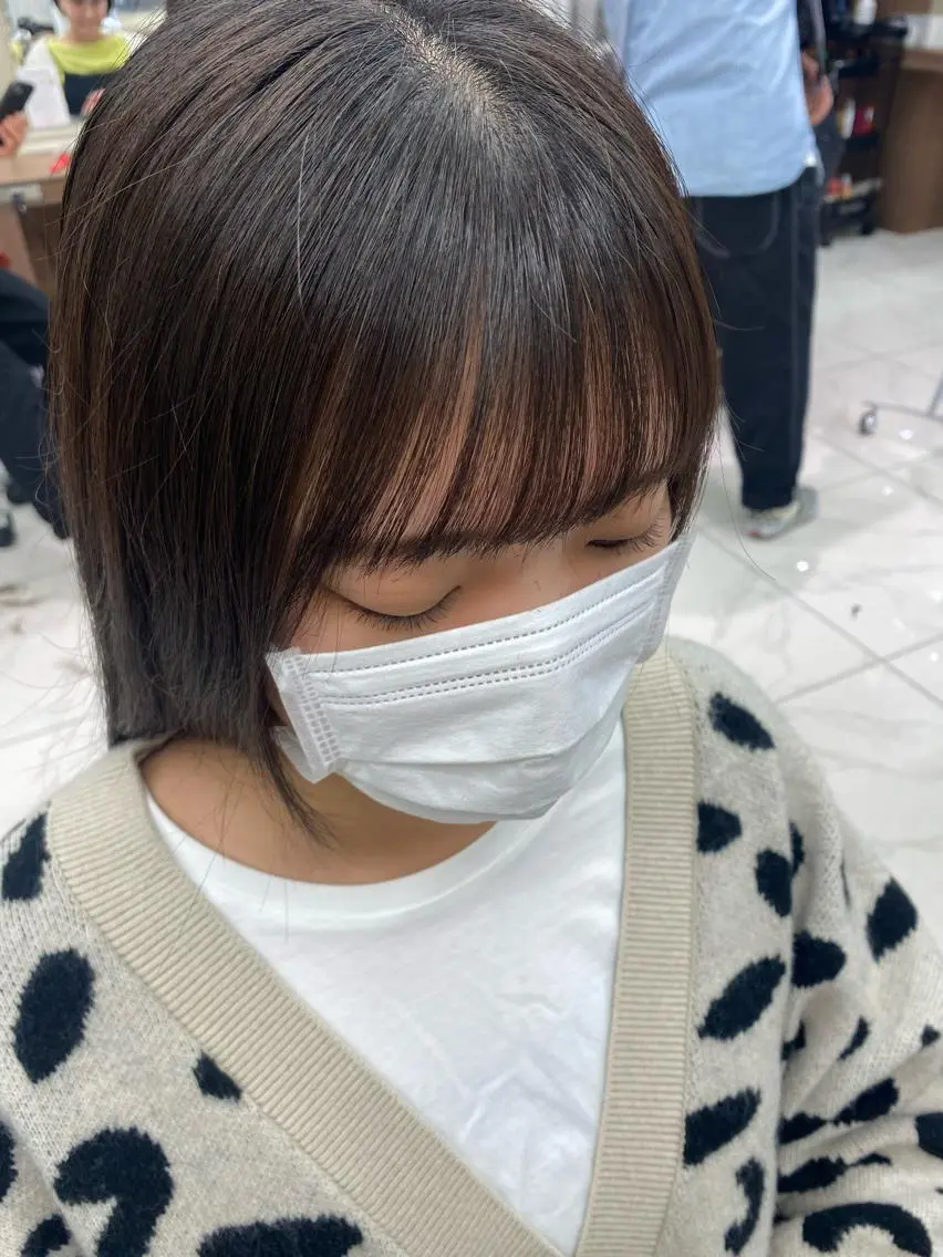 ショート パーマ カット 縮毛矯正 長妻莉央/縮毛矯正 髪質改善カラーのヘアスタイル