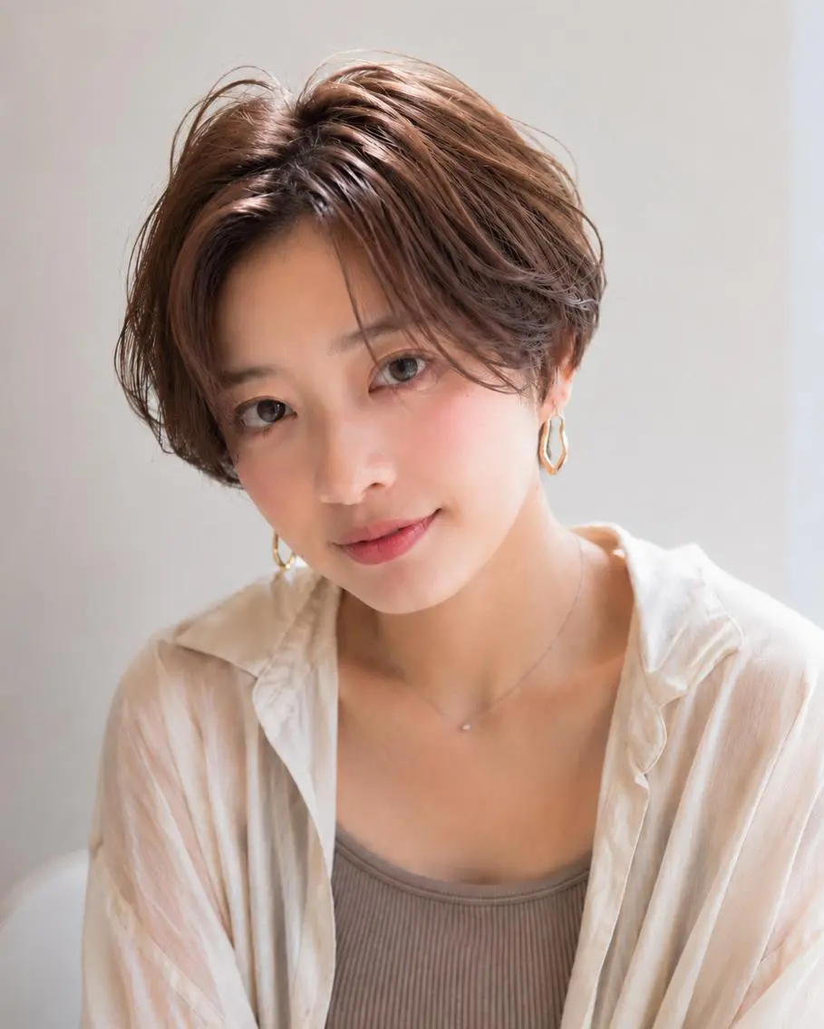 ショート 女性カット&カラー モデル⭐️大坂望心のヘアスタイル