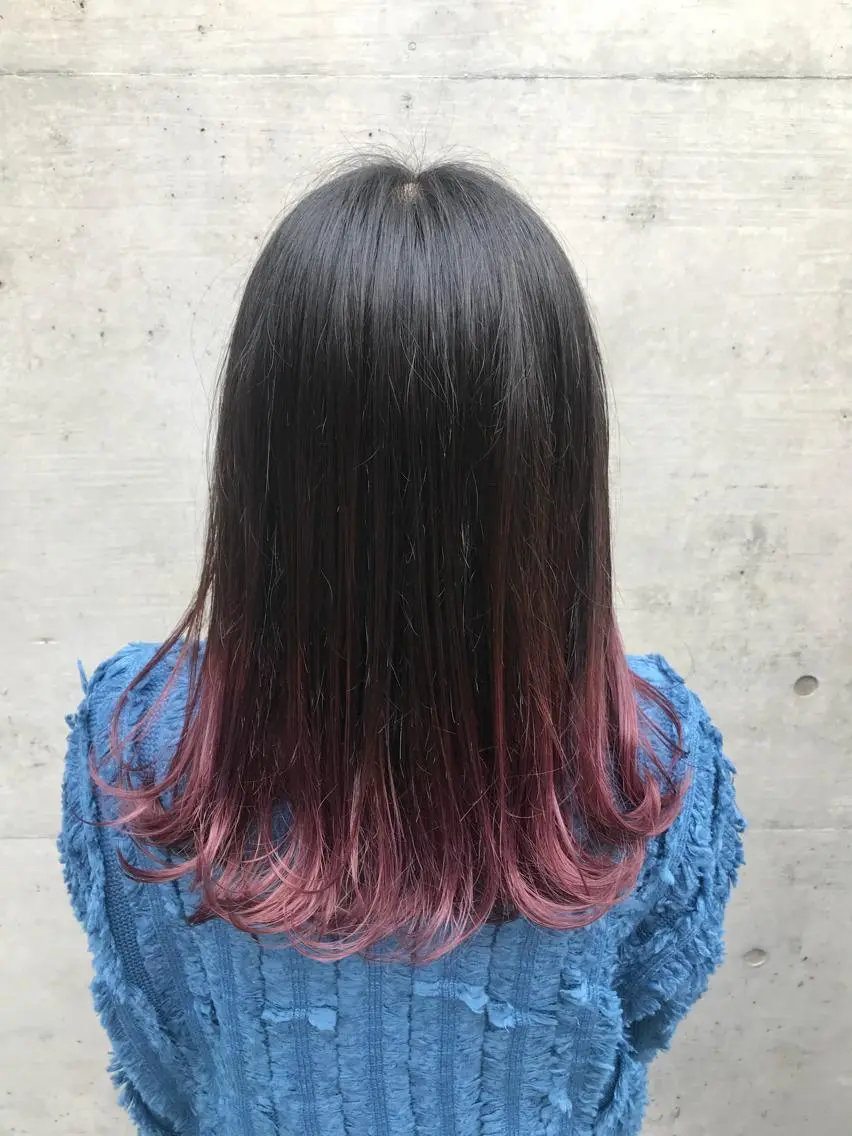 セミロング カラー グラデーションカラー ピンクカラー ピンクパープル パープルカラー 色落ちまでキレイに! !女性サロンのヘアスタイル