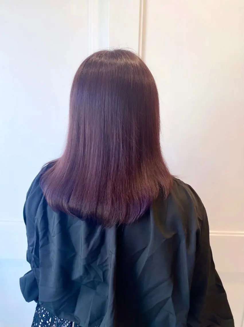 セミロング カラー ブリーチ 透明感カラー ラベンダーカラー ブリーチなしカラー ピンクカラー Ayuna /透明感カラーのヘアスタイル