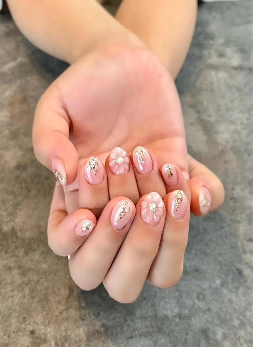 ネイル フラワーネイル フットネイル フレンチネイル ジェルネイル ガラスフレンチ nail salon amanoのネイルデザイン