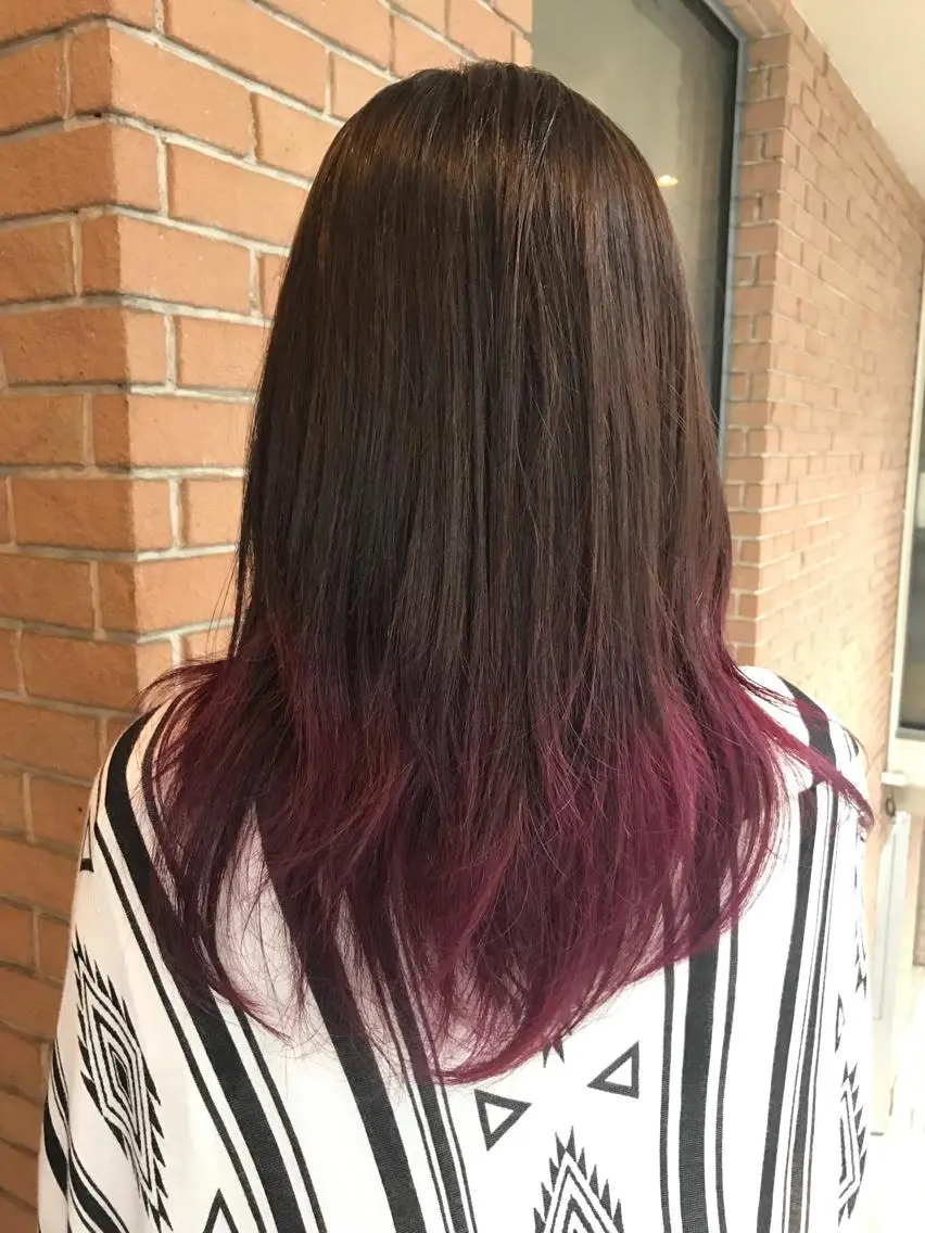 セミロング カラー パーマ ヘアアレンジ メンズ キッズ ネイル マツエク・マツパ グラデーションカラー パープルカラー グラデーション パープル サロンドミルク 原宿のヘアスタイル