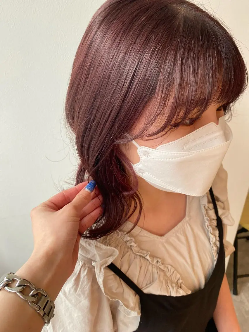 ミディアム カラー ピンクカラー オスズ 🎀´-のヘアスタイル
