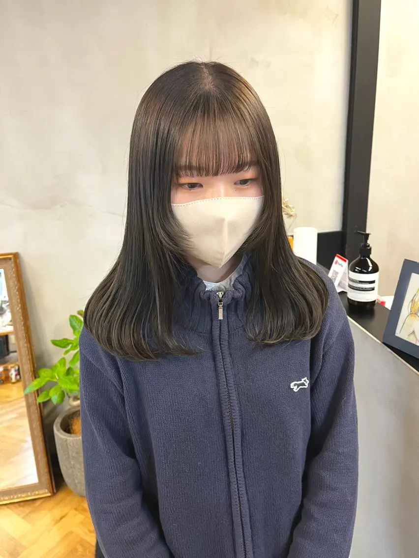 セミロング カラー ブリーチ ダブルカラー ブリーチなしカラー 伸ばしかけ レイヤーカット ena/ブリーチなし 透明感・レイヤー🎀のヘアスタイル