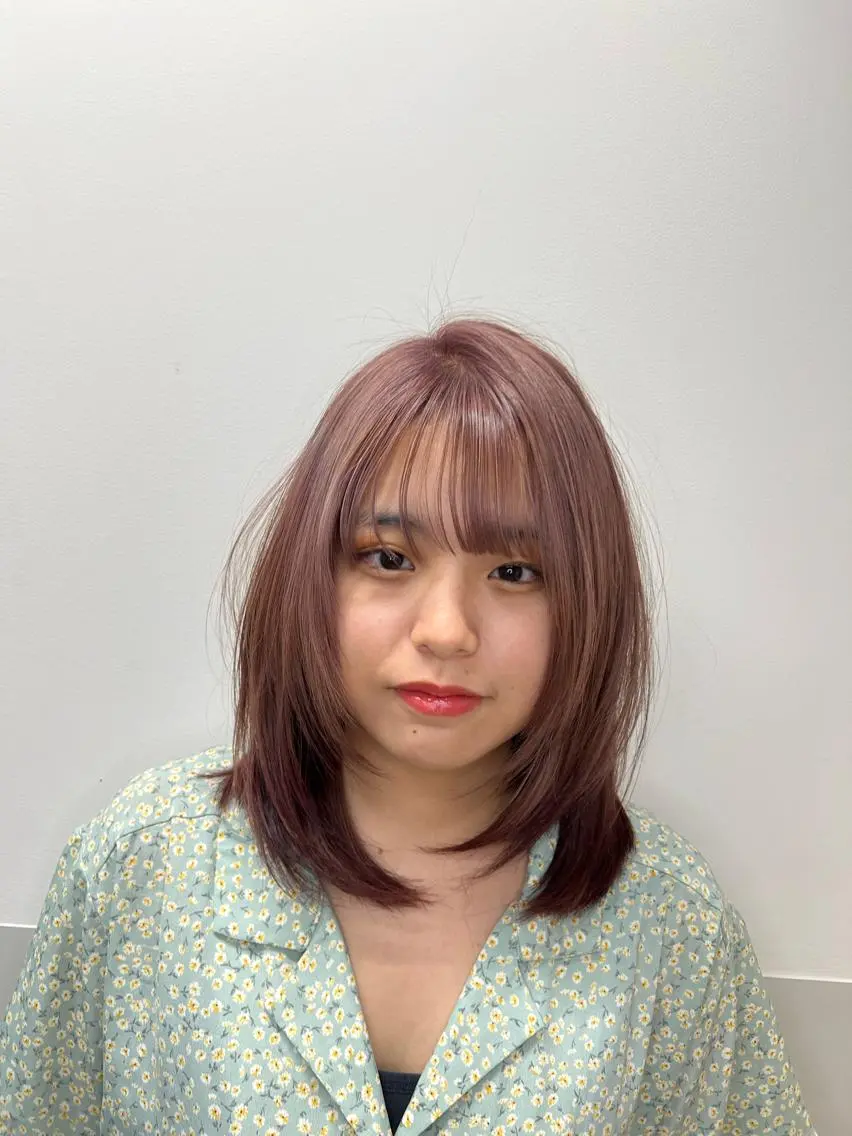 セミロング カラー カット ヘアカラー 顔まわりの神様✨ 透明感カラー藤嶋秀幸のヘアスタイル