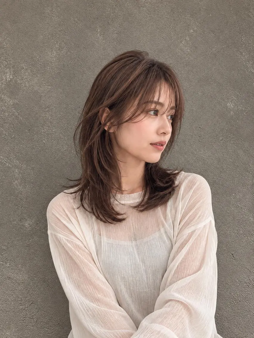 ミディアム カラー 脇田 麗乃のヘアスタイル