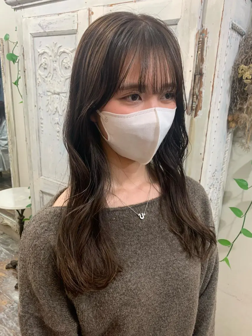 ロング カラー ベージュカラー オリーブベージュ ボブ/顔まわりカット 💫大澤奈緒美のヘアスタイル