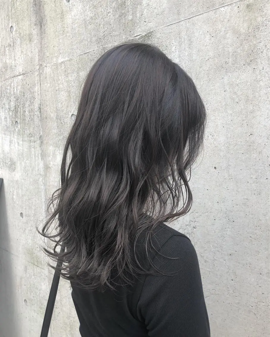ロング カラー 黒髪 透明感カラー フレンチボブパーマ Yuukiのヘアスタイル