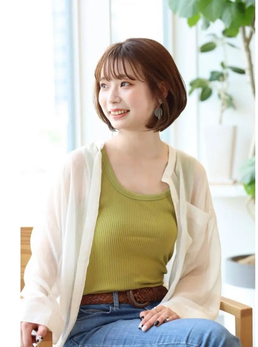 ショート カラー ベージュカラー テラコッタ ボブ 中尾 文哉のヘアスタイル