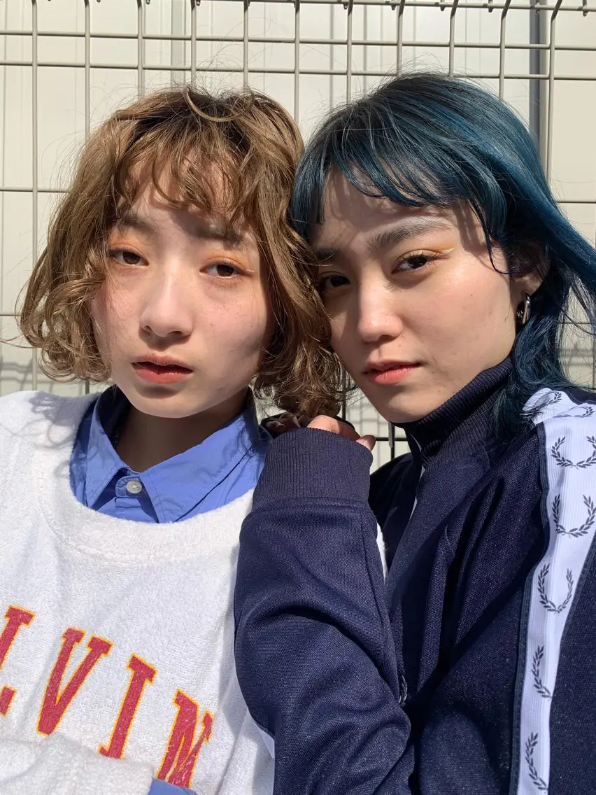 ショート カラー パーマ なかの りなのヘアスタイル