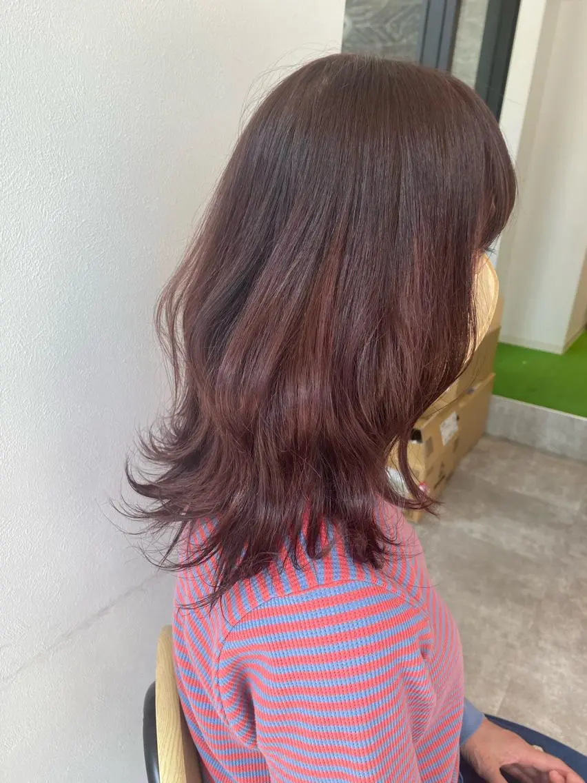 ミディアム カラー ピンクカラー レッドカラー オスズ 🎀´-のヘアスタイル