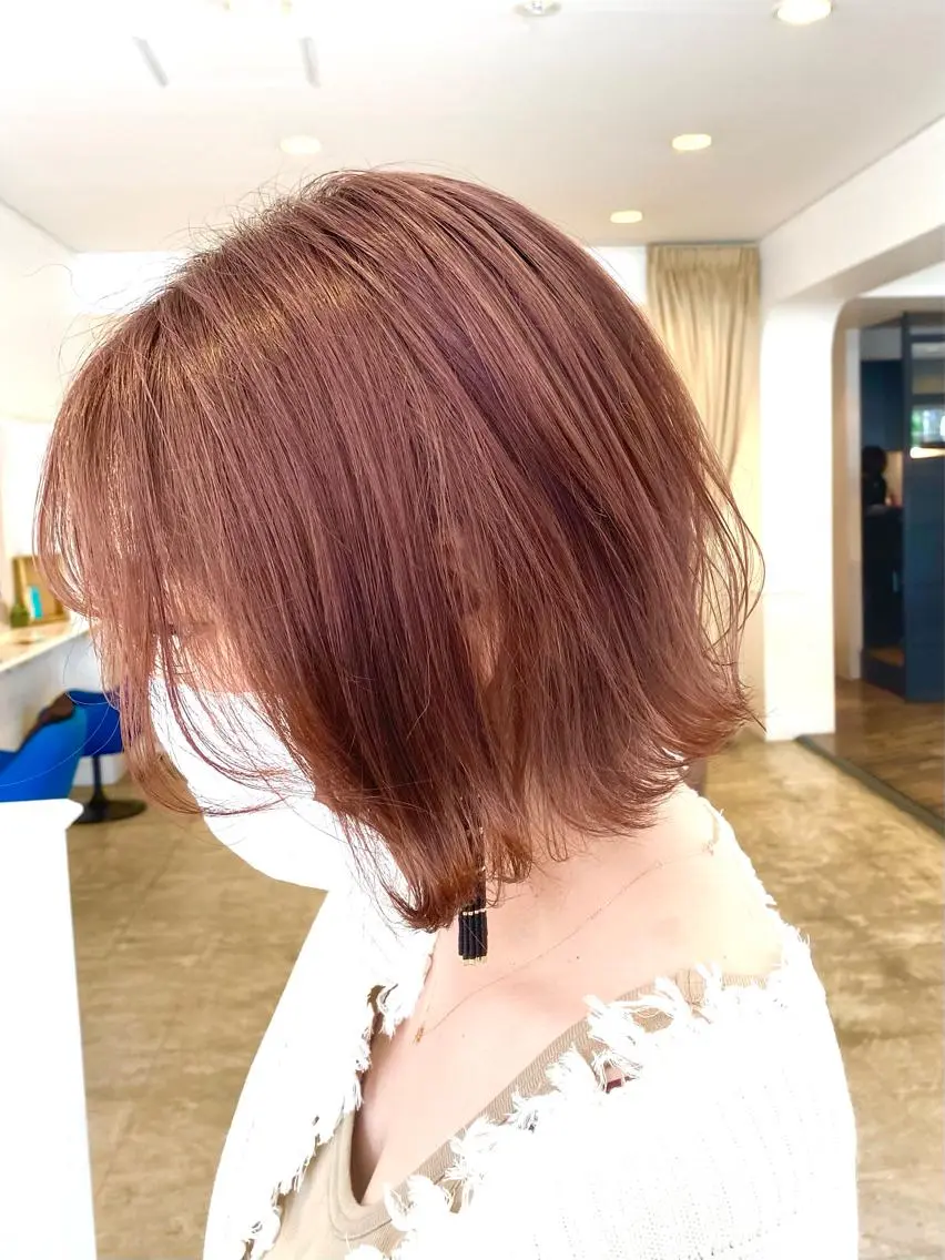 ミディアム カラー ベージュカラー ピンクカラー ピンクベージュ 谷合 貴志のヘアスタイル