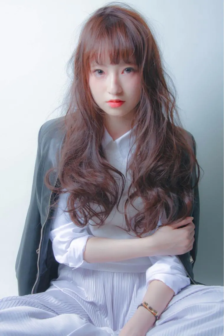 ロング カラー アッシュ ピンクカラー ピンクアッシュ ハイトーン×髪質改善 KENTAのヘアスタイル
