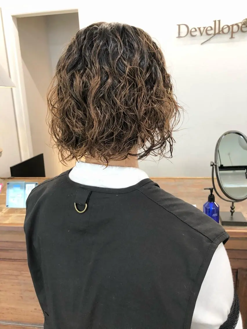 ショート パーマ ボブ カット パーマ 千葉 郁也のヘアスタイル