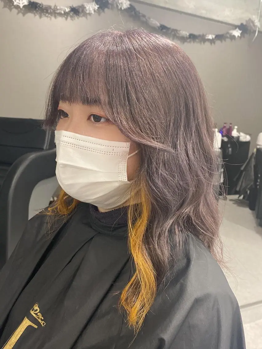 セミロング カラー アッシュ アッシュグレー アッシュグレージュ バレイヤージュ ミストバング カット ヘアカラー トリートメント ハイトーン特化💍 NØRN💍韓国のヘアスタイル