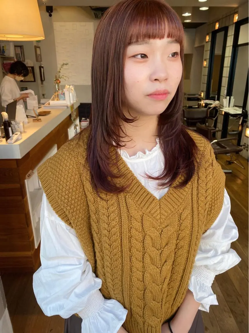 ロング ハイレイヤー レイヤーカット オン眉 ota miyuuのヘアスタイル