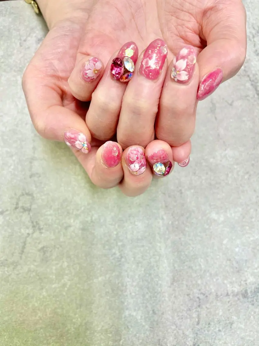 ネイル アートネイル 桜ネイル 春ネイル FASTNAIL PLUS 新宿店のネイルデザイン