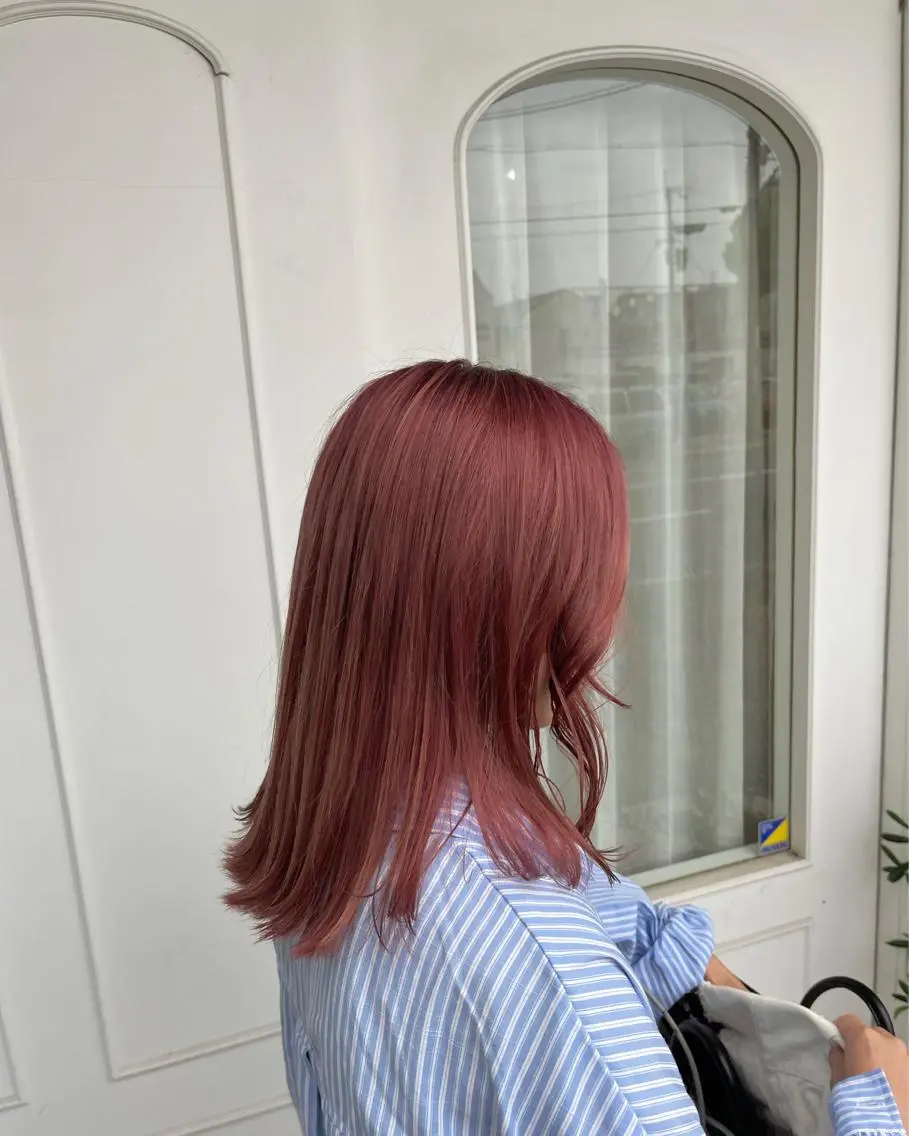 セミロング カラー ベージュカラー ピンクカラー ピンクベージュ RuLaN AMIのヘアスタイル