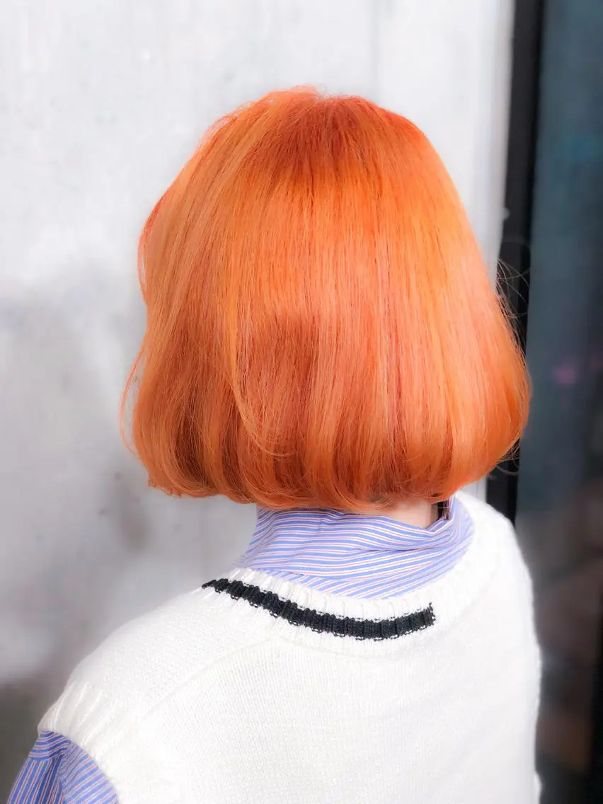 ミディアム カラー オレンジ ボブ 北條 優輝のヘアスタイル