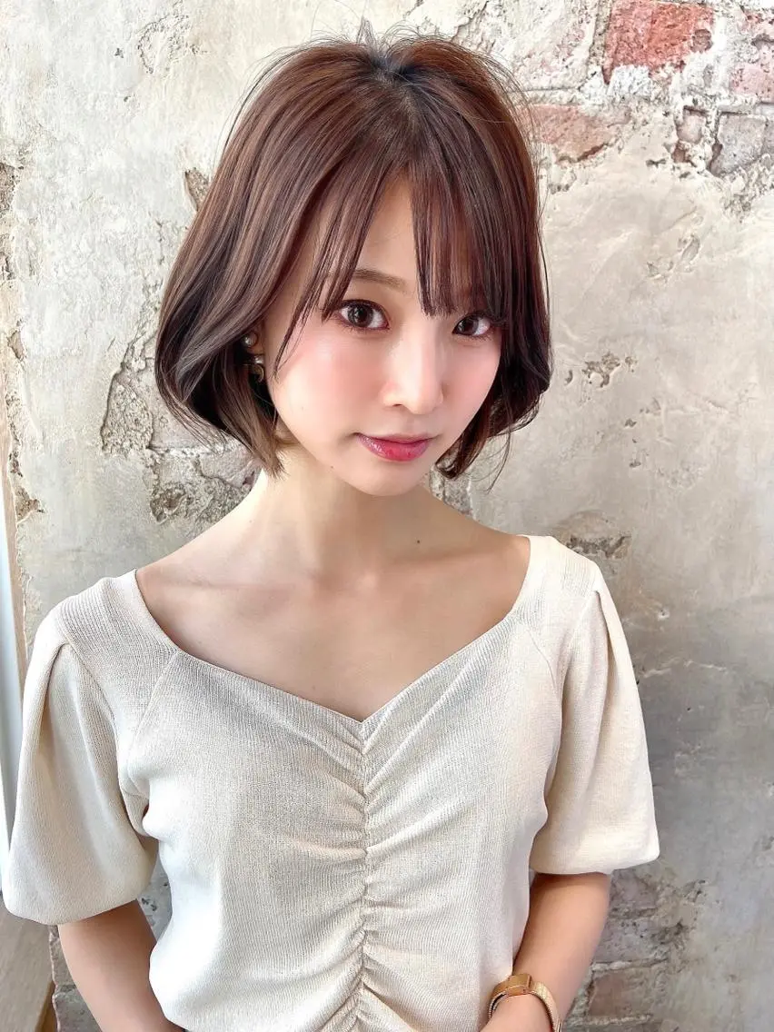 ショート カラー パーマ ヘアアレンジ ボブ 🌈小顔似合わせ SHIHO🌈のヘアスタイル