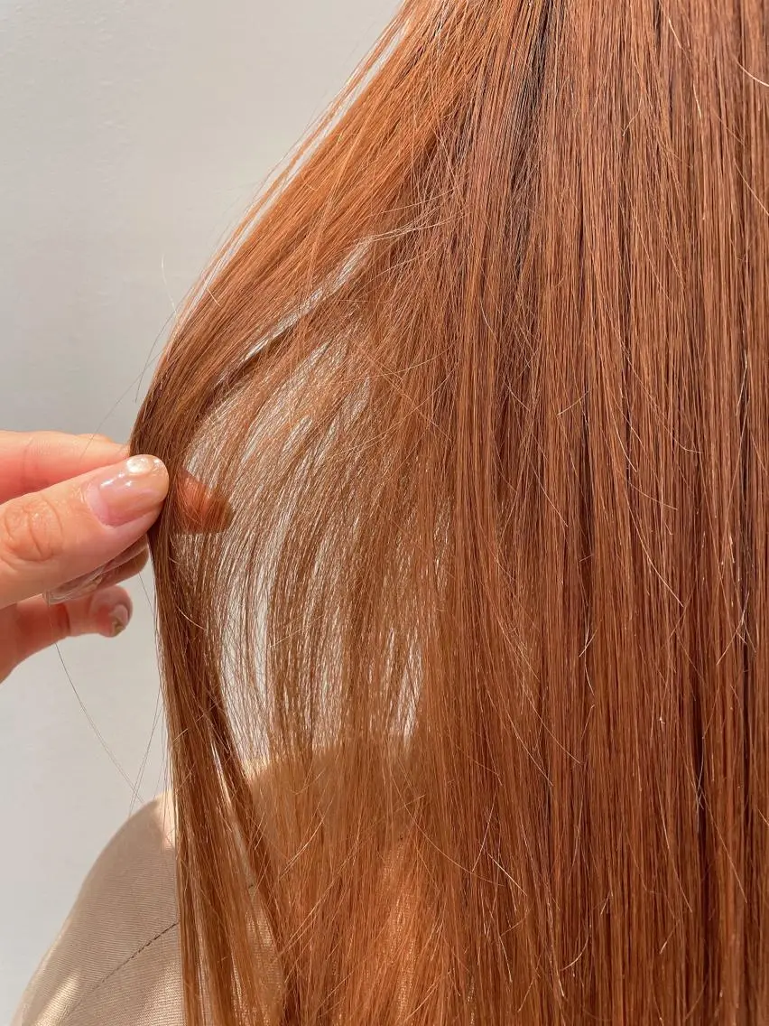 ロング カラー ブラウンカラー オレンジ オレンジブラウン ヘアカラー トリートメント 🦖鶴岡 香純🦖のヘアスタイル