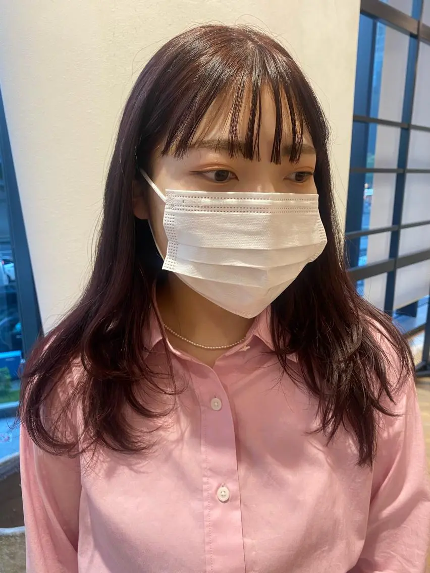 セミロング カラー ボルドーカラー 増井 彩乃のヘアスタイル