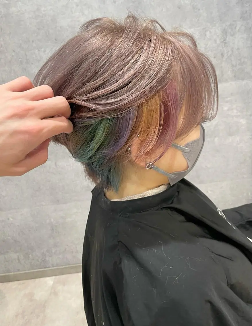 ショート カラー ピンクカラー ヘアカラー トリートメント 骨格整形カット/ ショート✂️堀夢哉のヘアスタイル