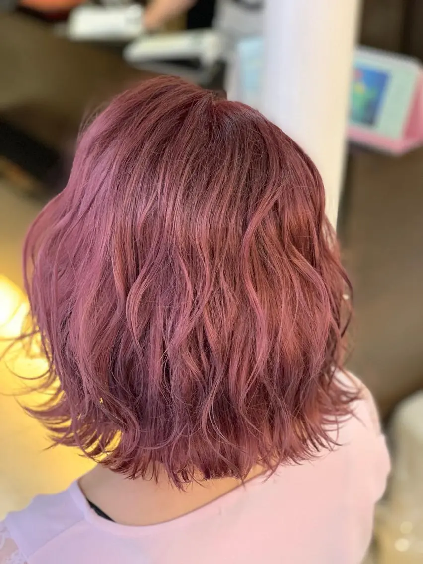 ショート カラー ピンクカラー ピンクパープル パープルカラー ヘアカラー トリートメント ✂️大門 巧✂️ LAFF心斎橋店のヘアスタイル