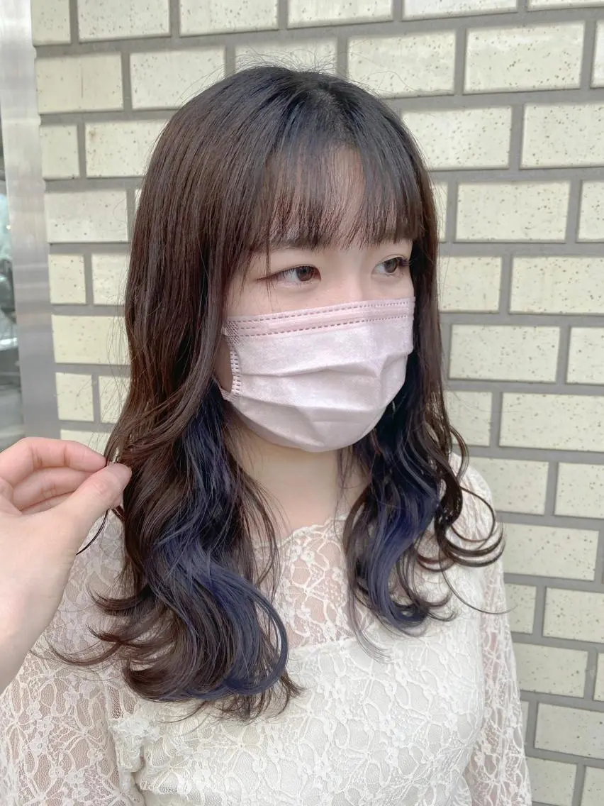 ロング カラー ブルーカラー ブルーラベンダー イヤリングカラー ラベンダーカラー ヘアカラー ブリーチ/髪質改善 🍀MASAKiのヘアスタイル