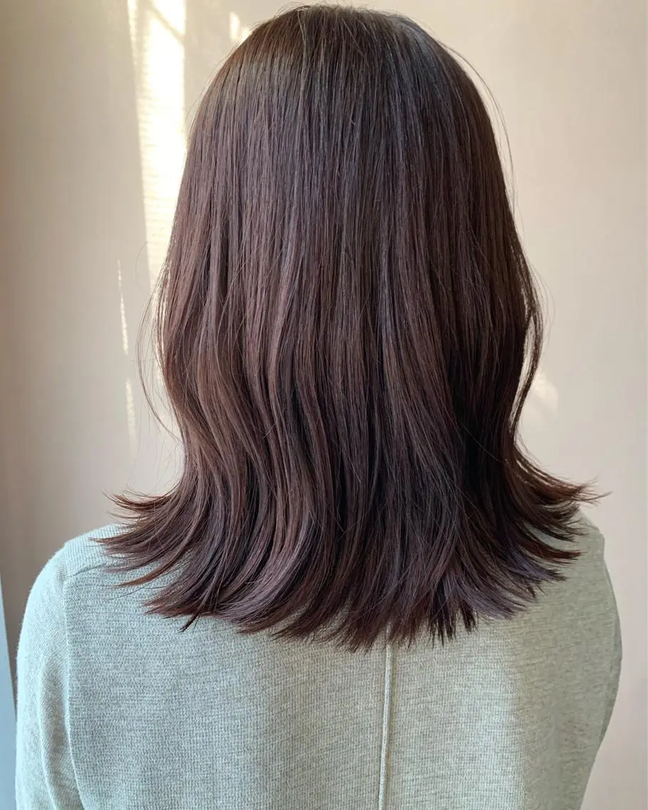 セミロング カラー ブラウンカラー ピンクカラー ピンクブラウン hubhair レイヤー/透明感のヘアスタイル