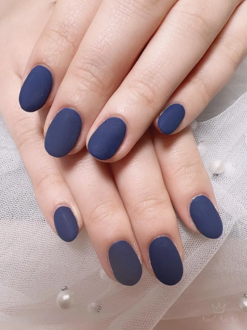 ショート カラー ネイル ネイビーカラー マットネイル ネイビー ハンドネイル Nail NaNaのネイルデザイン