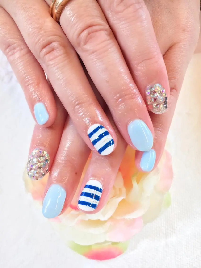 ネイル フットネイル ジェルネイル ミラーネイル パラジェル 春ネイル clover nailのネイルデザイン