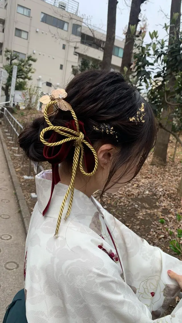 ヘアアレンジ 着付け ショート🌼パーマ 本間正子のヘアスタイル
