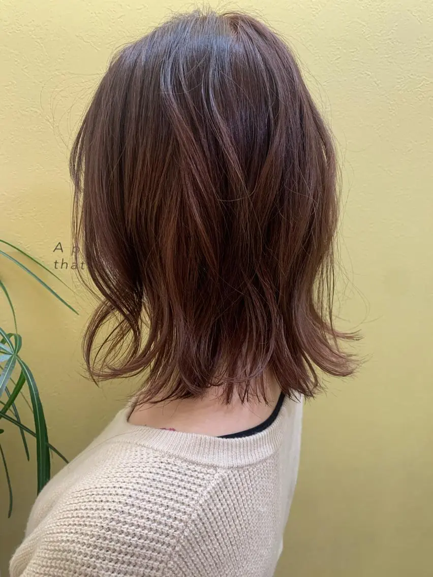 ミディアム カラー ピンクカラー カット ヘアカラー トリートメント hubhair レイヤー/透明感のヘアスタイル