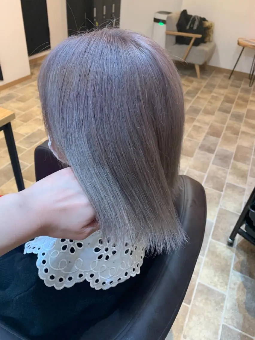 ミディアム カラー ヘアカラー&縮毛矯正 STAR☆RIVERのヘアスタイル