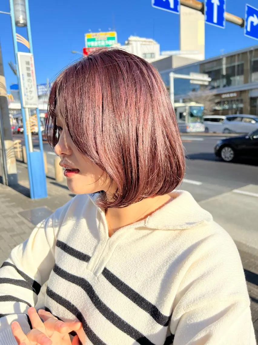 ショート カラー ハイライトカラー ラベンダーカラー ピンクカラー ピンクラベンダー ボブ 武田 久司のヘアスタイル