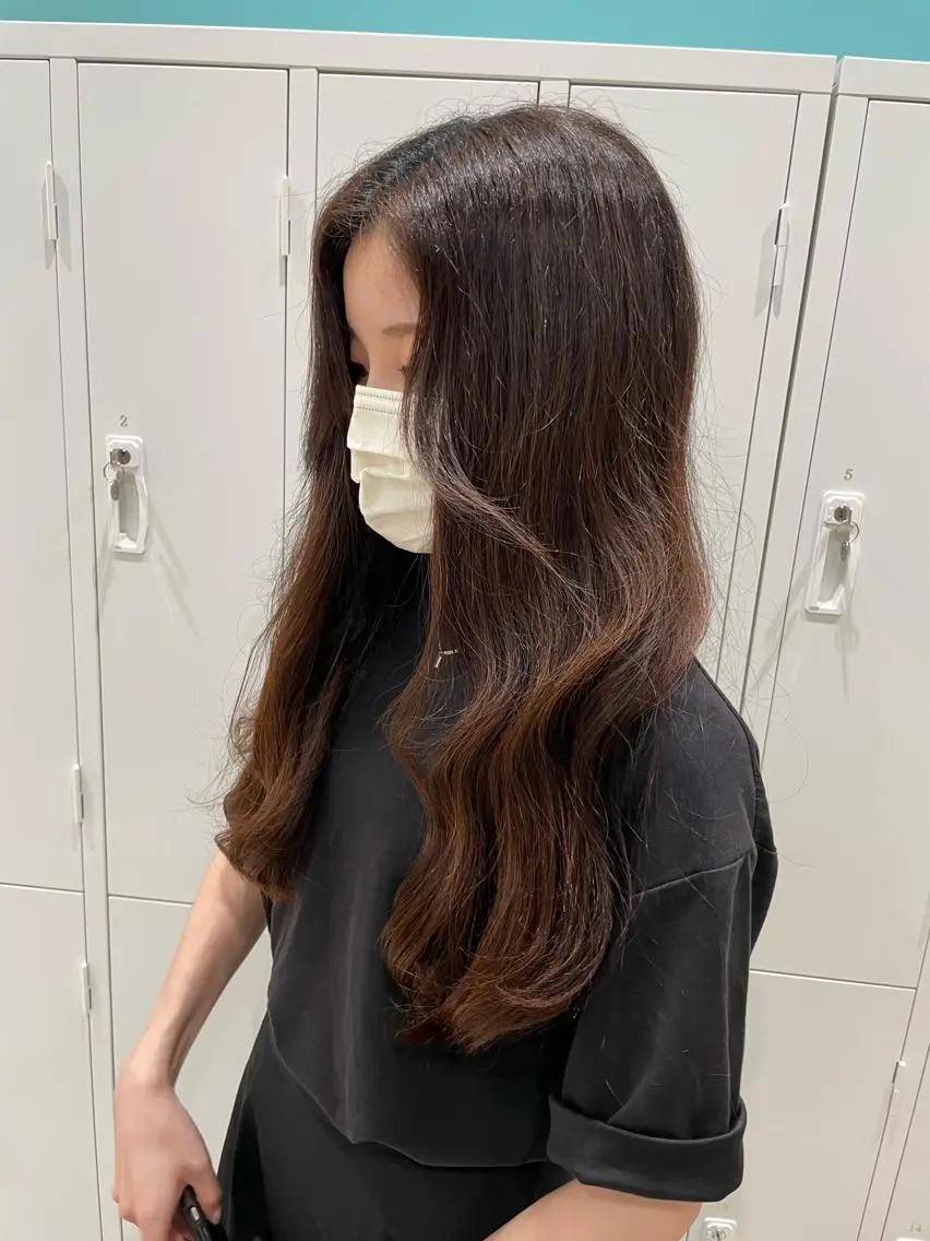 ロング 韓国風ハッシュカット 似合わせレイヤー池袋のヘアスタイル