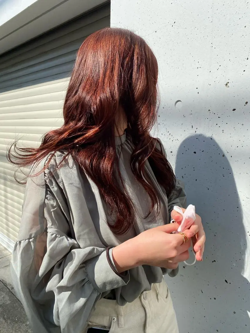 ロング カラー ヘアアレンジ ブラウンカラー レッドカラー レッドブラウン お任せヘア☘️☘️ 及川渚のヘアスタイル