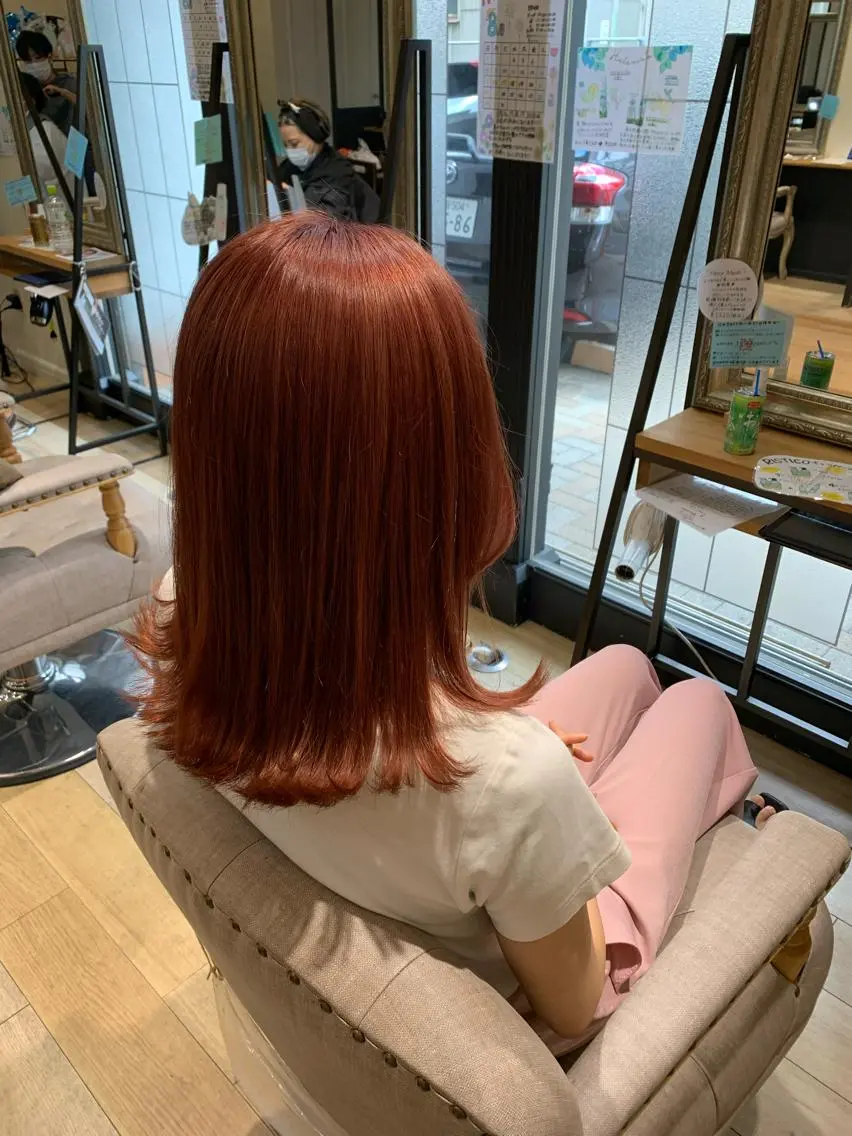 セミロング カラー ピンクカラー 髪質改善 トリートメント 艶髪レイヤー上田 紗也🇰🇷💗のヘアスタイル