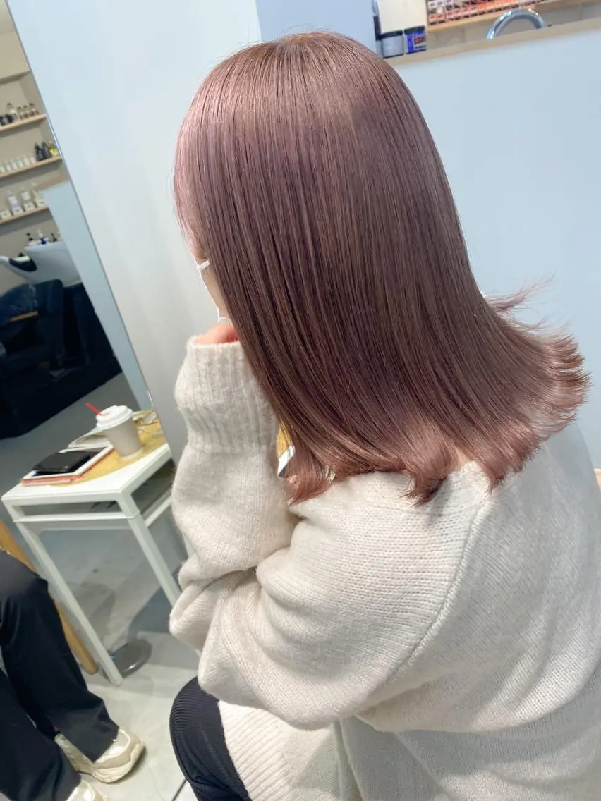 ミディアム カラー ベージュカラー ブリーチ ピンクカラー ピンクベージュ fit stand /HIIRAGIのヘアスタイル