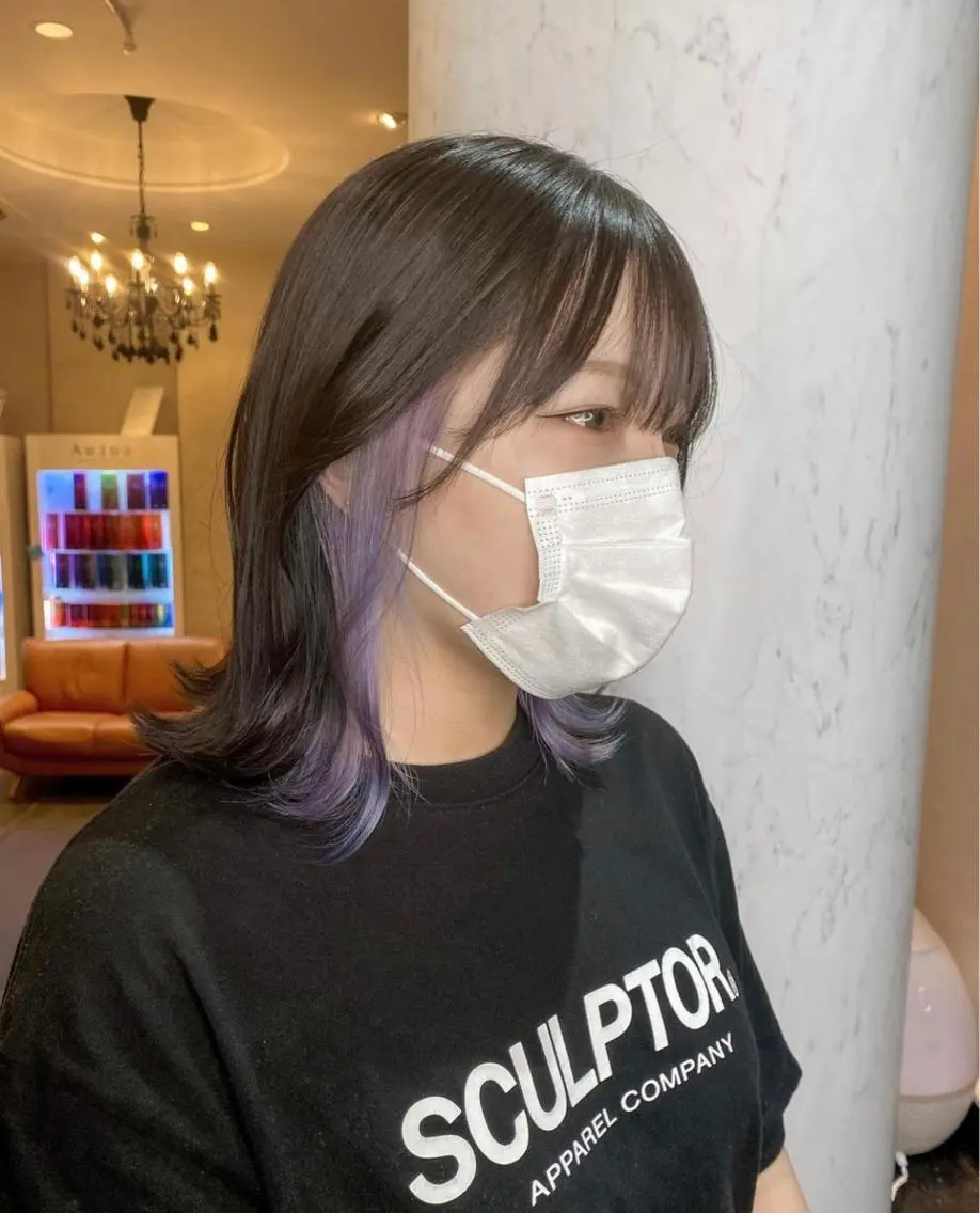 ミディアム カラー パープルカラー ヘアカラー トリートメント 🌱ブリーチ・透明感 カラー/mapi🦭のヘアスタイル